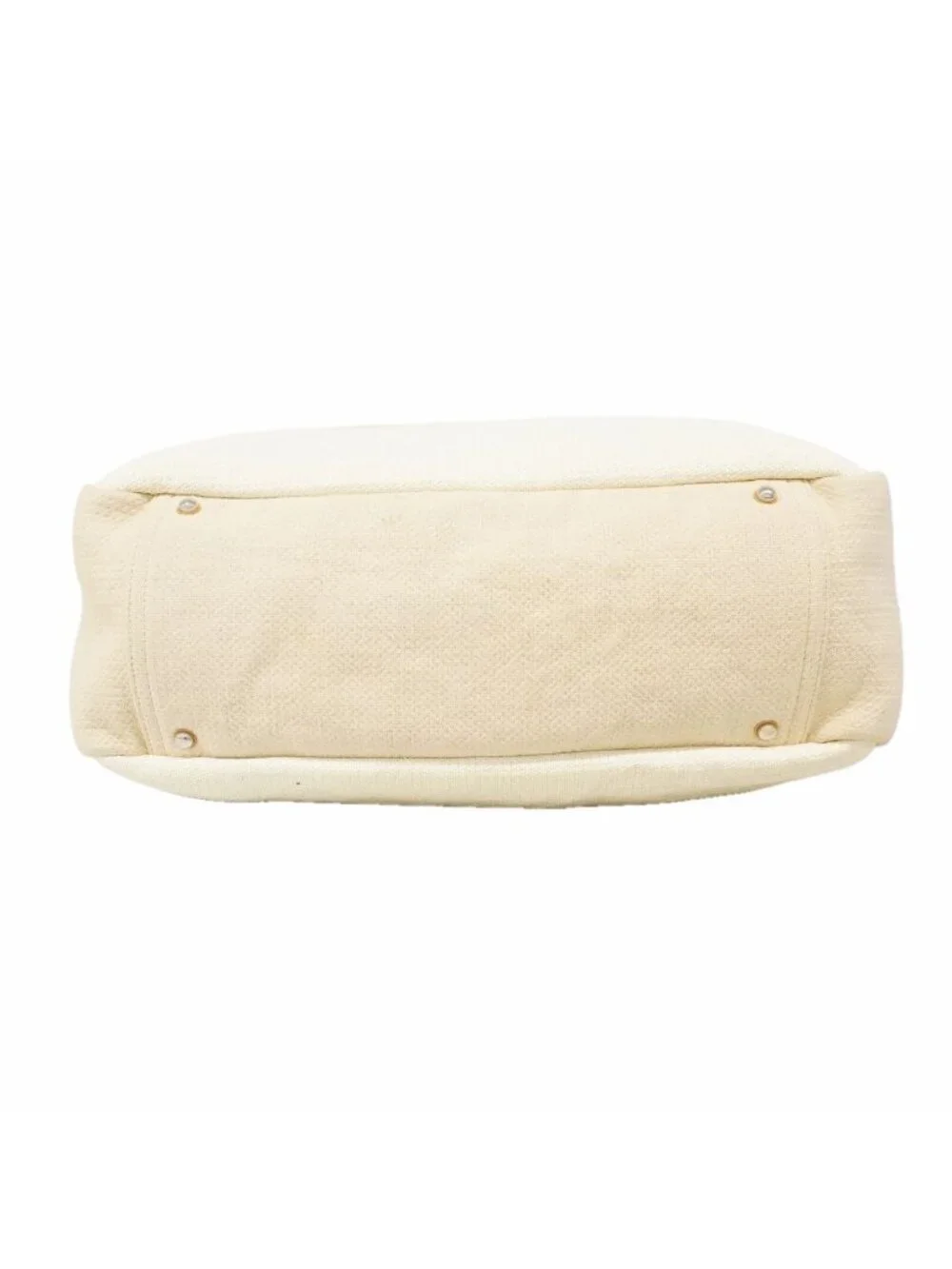 Chanel Handbag Deauville Canvas Ivory Beige Silver 2-Way Back